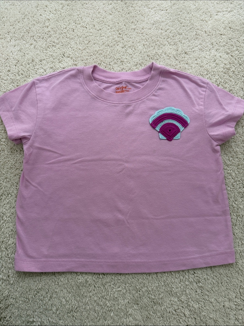 Cat & Jack Lavender Short Sleeve Tee with Teal & Purple Patch